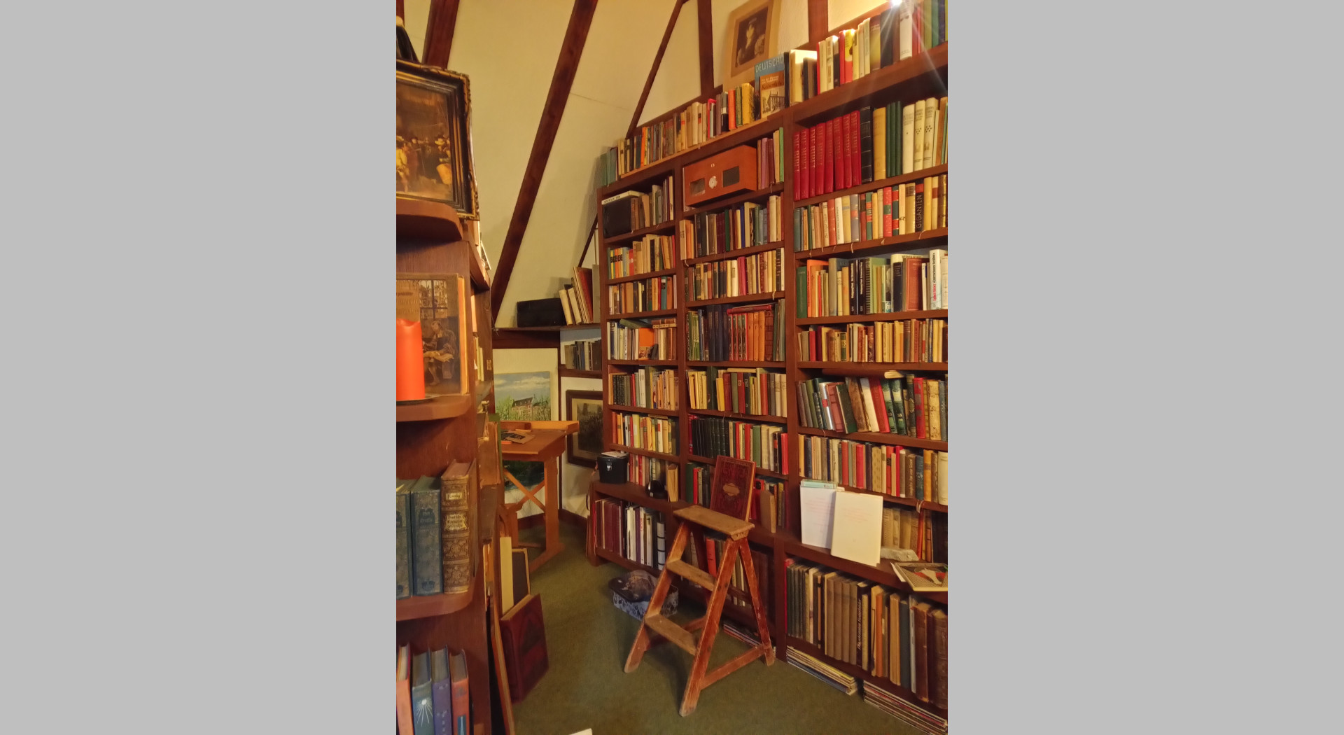 Blick auf eines der Bücherregale in der Bibliothek im 2. OG